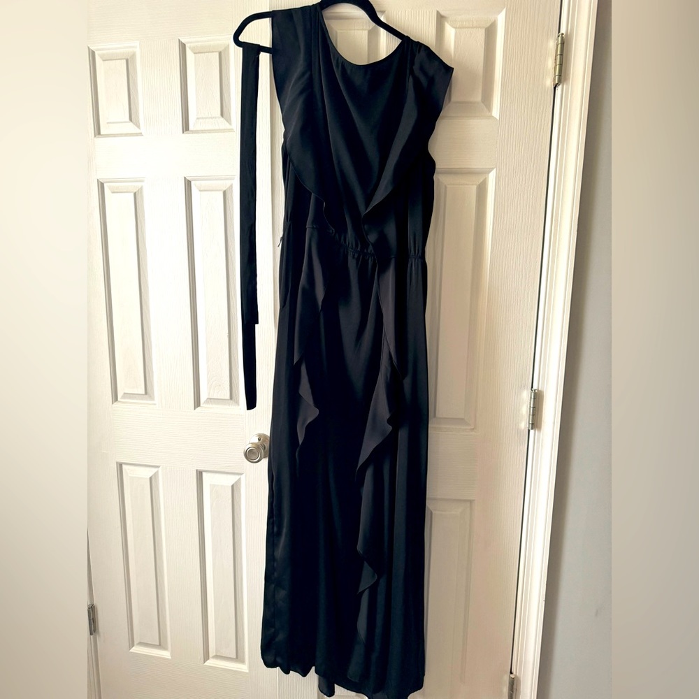 BCBGMaxazria's ruffled black long dress